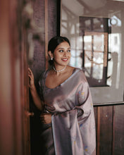Load image into Gallery viewer, Desirable Grey Soft Silk Saree With Panoply Blouse Piece ClothsVilla