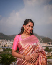 Load image into Gallery viewer, Denouement Pink Soft Banarasi Silk Saree With Impressive Blouse Piece ClothsVilla