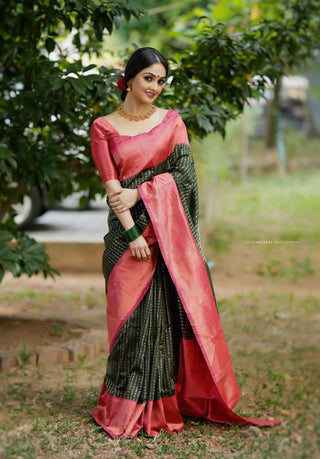 Delectable Green Soft Silk Saree With Confounding Blouse Piece ClothsVilla