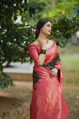 Delectable Green Soft Silk Saree With Confounding Blouse Piece ClothsVilla