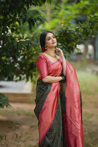 Delectable Green Soft Silk Saree With Confounding Blouse Piece ClothsVilla