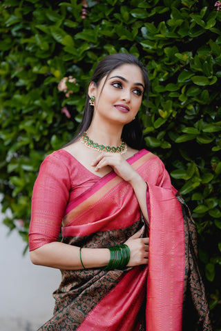 Fragrant Green Soft Banarasi Silk Saree With Artistic Blouse Piece ClothsVilla