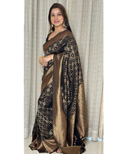 Load image into Gallery viewer, Magnificat Black Soft Banarasi Silk Saree With Prodigal Blouse Piece ClothsVilla