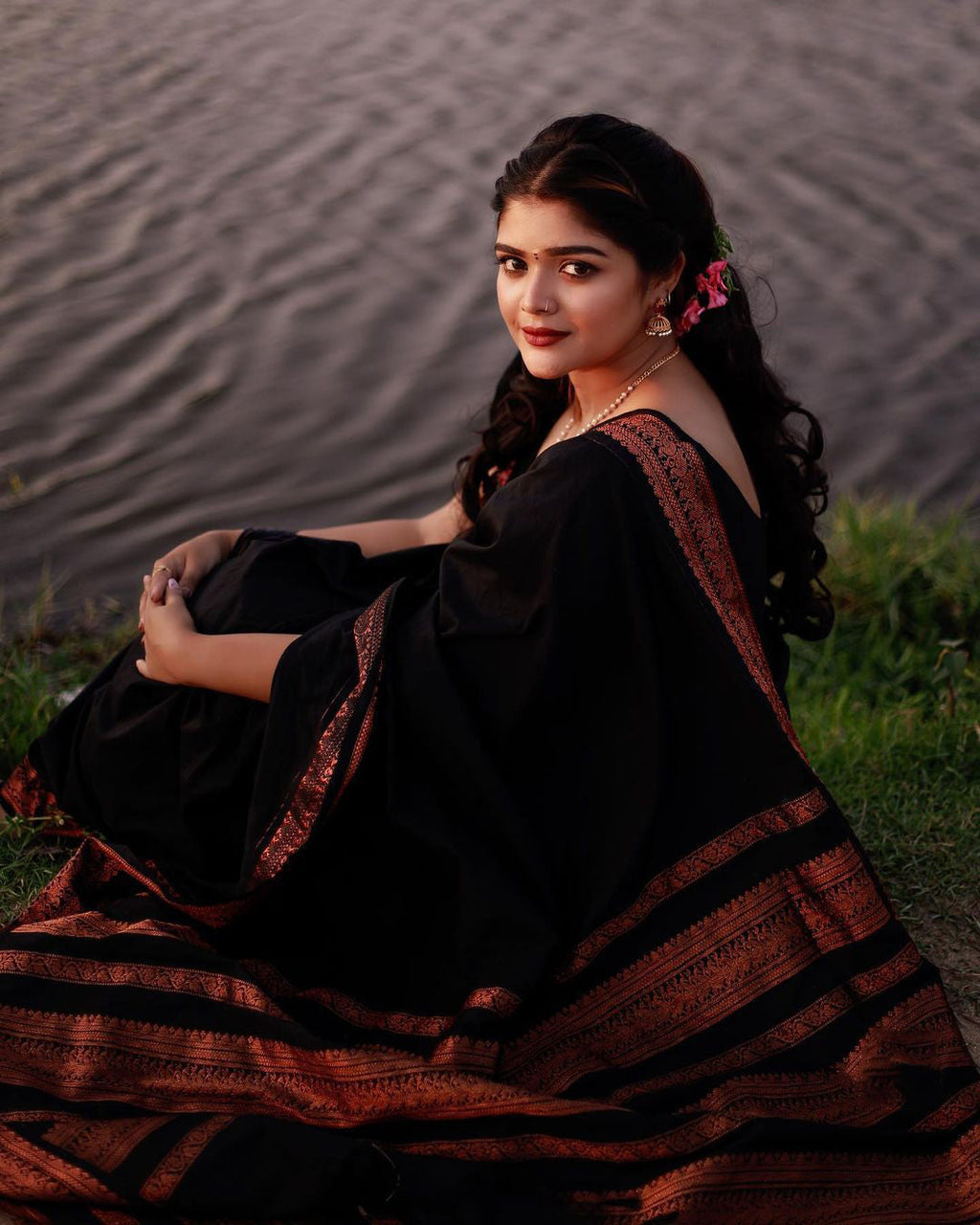 Proficient Black Soft Banarasi Silk Saree With Tremendous louse Piece ClothsVilla
