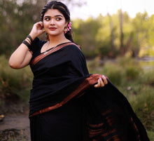 Load image into Gallery viewer, Proficient Black Soft Banarasi Silk Saree With Tremendous louse Piece ClothsVilla