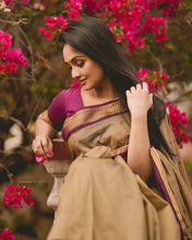 Load image into Gallery viewer, Sophisticated Dark Beige Soft Banarasi Silk Saree With Energetic Blouse Piece ClothsVilla