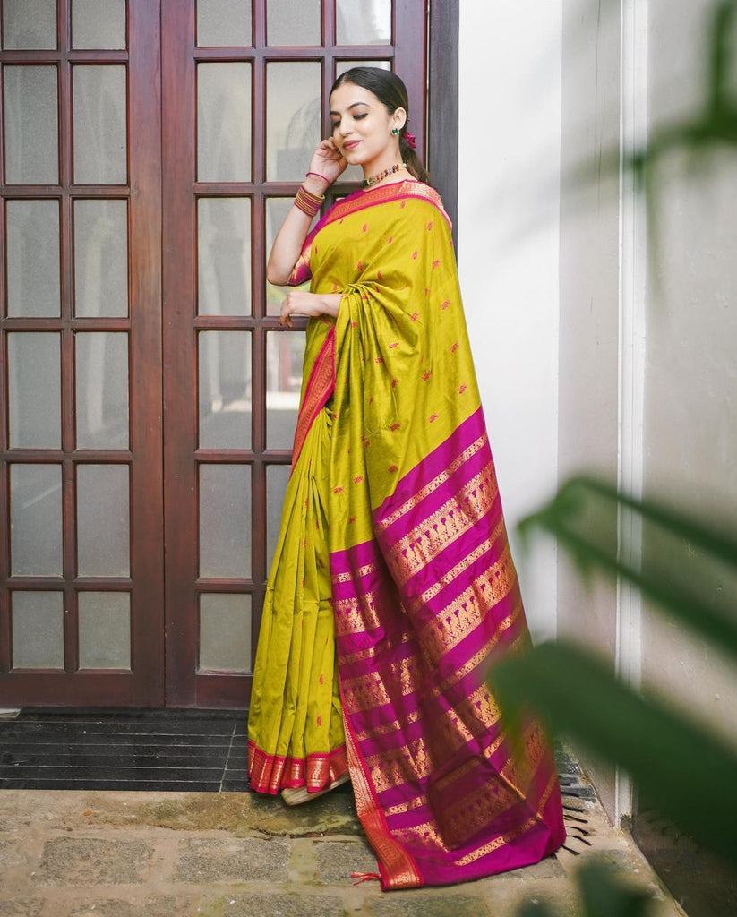 Marvellous Mustard Soft Banarasi Silk Saree With Precious Blouse Piece ClothsVilla