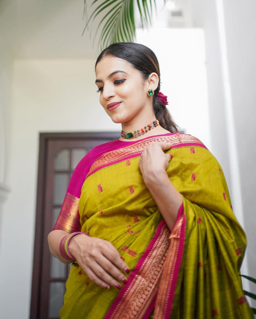 Marvellous Mustard Soft Banarasi Silk Saree With Precious Blouse Piece ClothsVilla