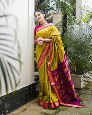 Marvellous Mustard Soft Banarasi Silk Saree With Precious Blouse Piece ClothsVilla