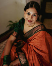 Load image into Gallery viewer, Prominent Orange Soft Banarasi Silk Saree With Flamboyant Blouse Piece ClothsVilla