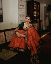 Load image into Gallery viewer, Prominent Orange Soft Banarasi Silk Saree With Flamboyant Blouse Piece ClothsVilla