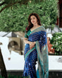 Load image into Gallery viewer, Delightful Blue Soft Banarasi Silk Saree With Prettiest Blouse Piece ClothsVilla
