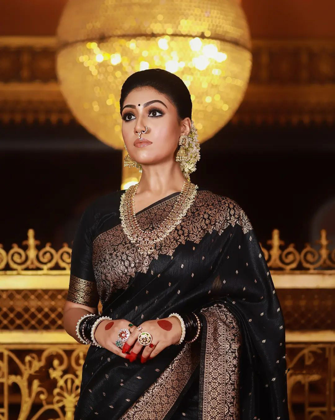 A dreamy Black Soft Banarasi silk saree With Lissome Blouse Piece ClothsVilla