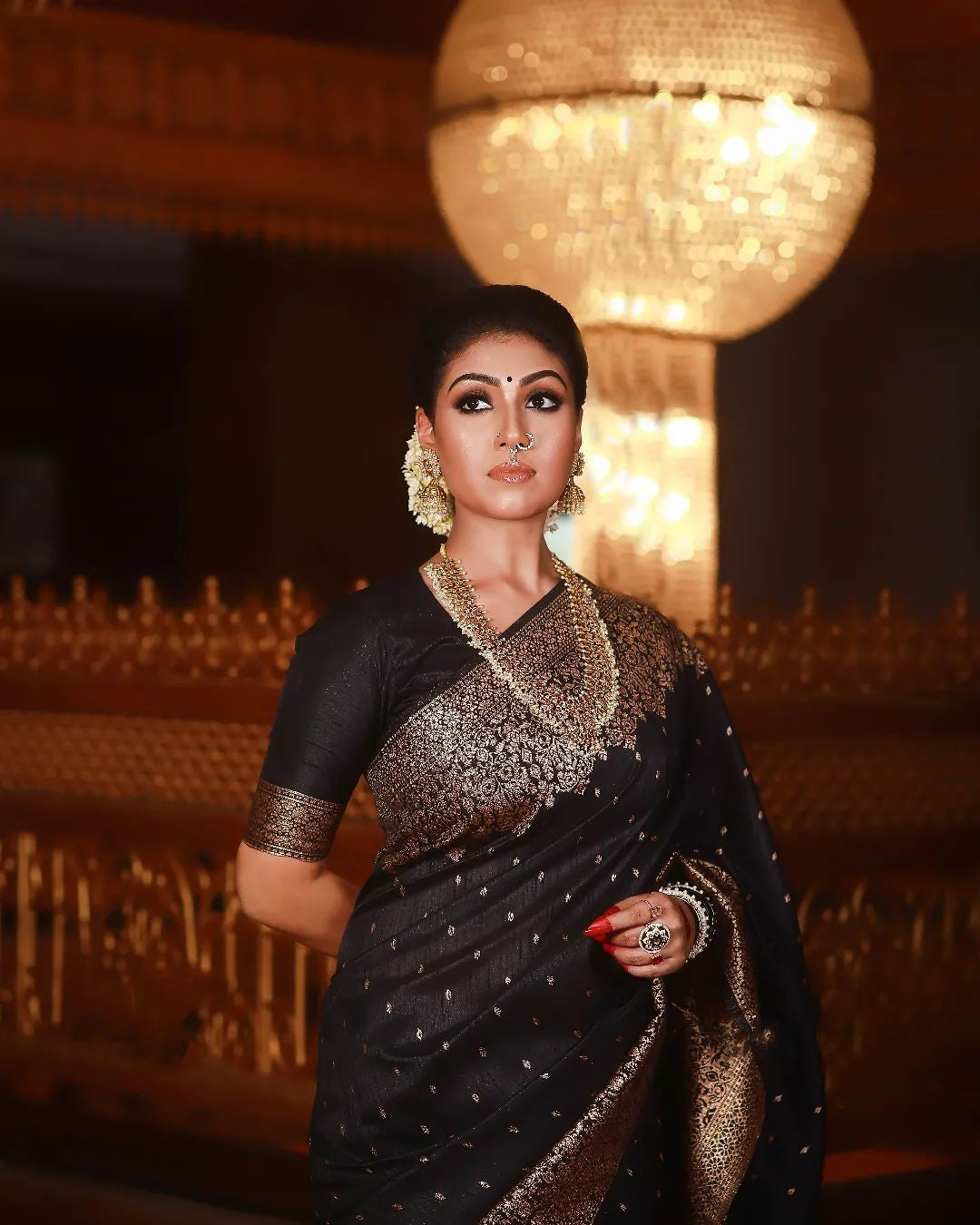 A dreamy Black Soft Banarasi silk saree With Lissome Blouse Piece ClothsVilla