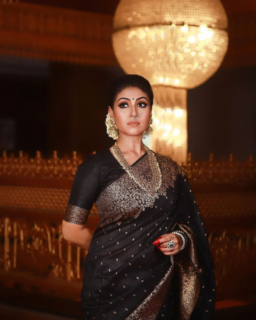 A dreamy Black Soft Banarasi silk saree With Lissome Blouse Piece ClothsVilla