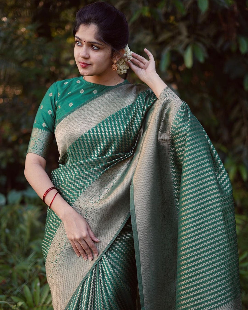 extravagant Green Soft Silk Saree With Beauteous Blouse Piece ClothsVilla