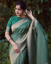 Load image into Gallery viewer, extravagant Green Soft Silk Saree With Beauteous Blouse Piece ClothsVilla
