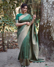 Load image into Gallery viewer, extravagant Green Soft Silk Saree With Beauteous Blouse Piece ClothsVilla