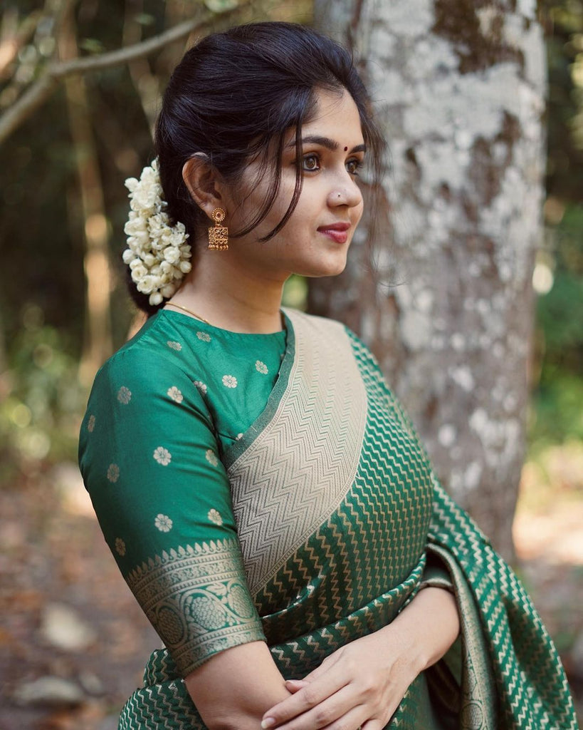 extravagant Green Soft Silk Saree With Beauteous Blouse Piece ClothsVilla