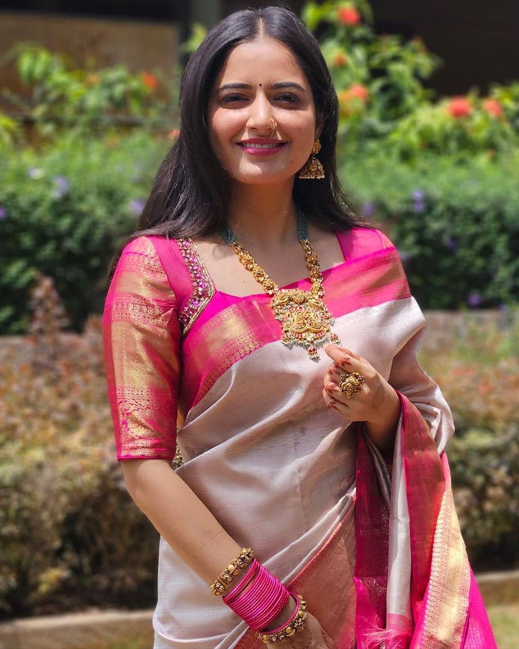 Outstanding Beige Soft Banarasi Silk Saree With Alluring Blouse Piece ClothsVilla