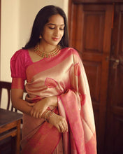 Load image into Gallery viewer, Flattering Peach Soft Silk Saree With Unique Blouse Piece ClothsVilla