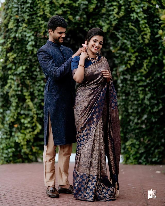 Beauteous Navy Blue Soft Silk Saree With Hypnotic Blouse Piece ClothsVilla