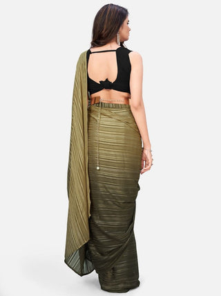Amazeballs Olive Green Ready to Wear Saree With Metal Belt ClothsVilla