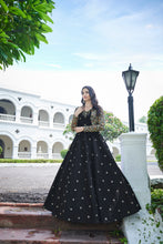 Load image into Gallery viewer, Amazing Black with Multicolor Color Work Anarkali Gown With Jacket Clothsvilla