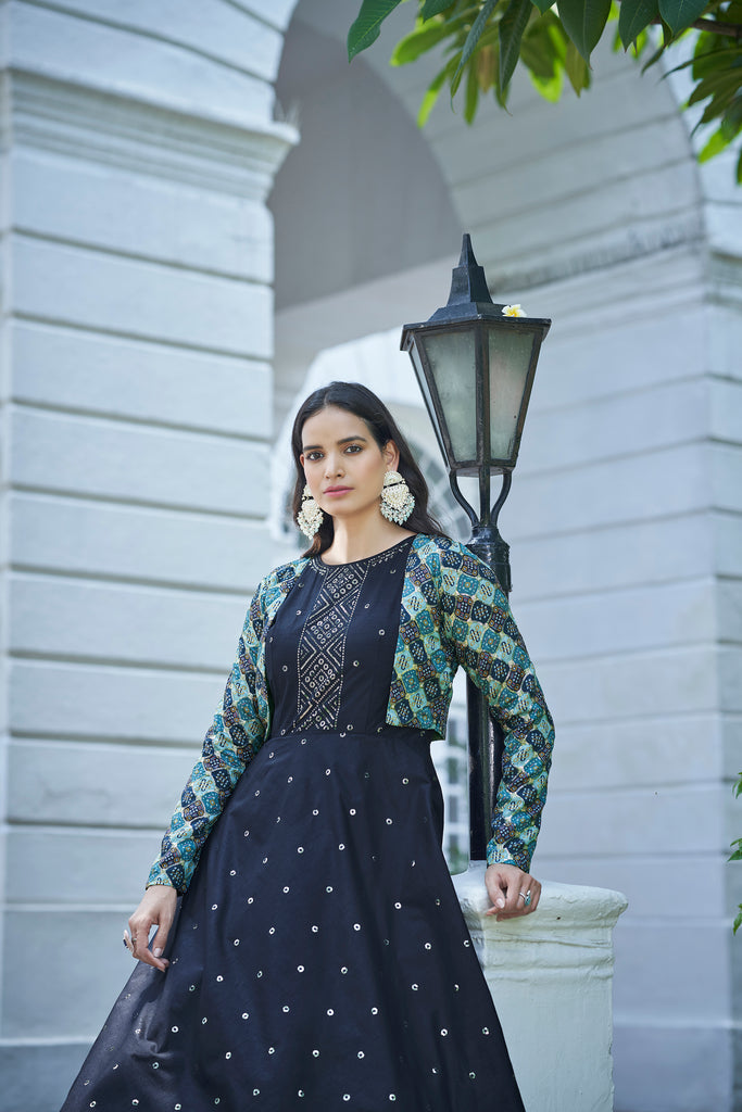 CHEMAX Woman's Exclusive Tapeta Silk Anarkali Gown (Free Size) (Black) :  Amazon.in: Fashion