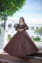 Load image into Gallery viewer, Amazing Dark Maroon with Multicolor Color Work Anarkali Gown With Jacket Clothsvilla