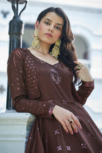 Load image into Gallery viewer, Amazing Dark Maroon with Multicolor Color Work Anarkali Gown With Jacket Clothsvilla