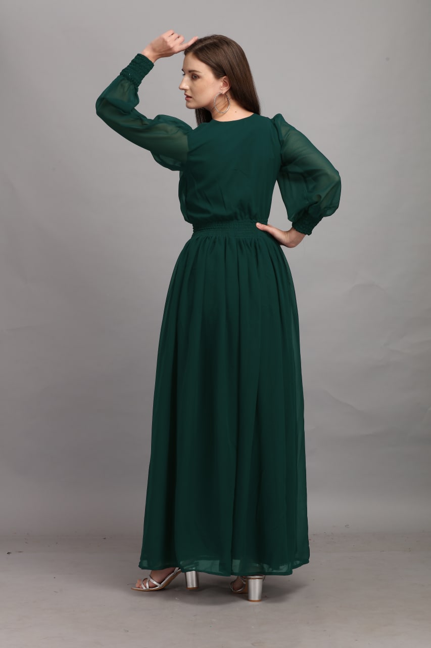 Amazing Green Color Slide Slit Dress Clothsvilla