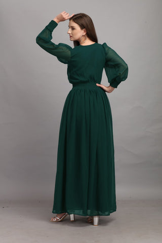 Amazing Green Color Slide Slit Dress Clothsvilla