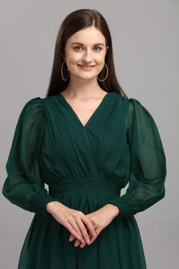 Amazing Green Color Slide Slit Dress Clothsvilla