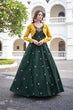 Load image into Gallery viewer, Amazing Green with Yellow Color Work Anarkali Gown With Jacket Clothsvilla
