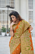 Load image into Gallery viewer, Amazing Orange Zari Weaving Banarasi Silk Wedding Wear Saree ClothsVilla