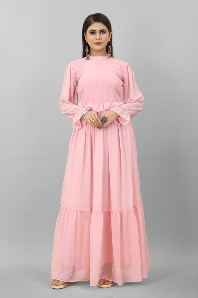 Amazing Pink Color Flowy Dress Clothsvilla