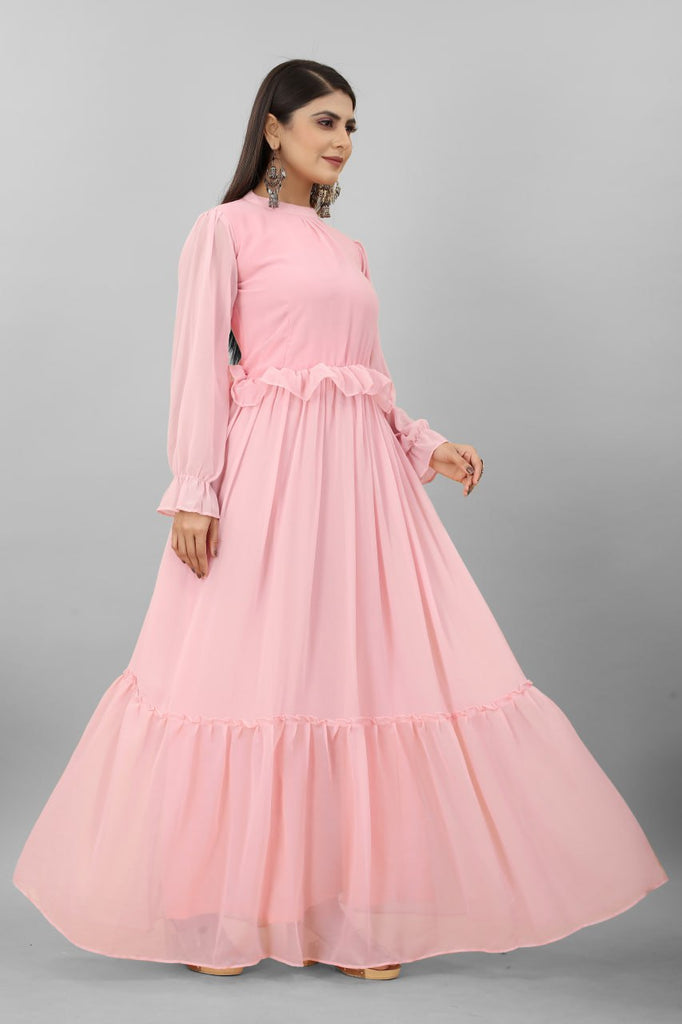 Amazing Pink Color Flowy Dress Clothsvilla