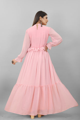 Amazing Pink Color Flowy Dress Clothsvilla