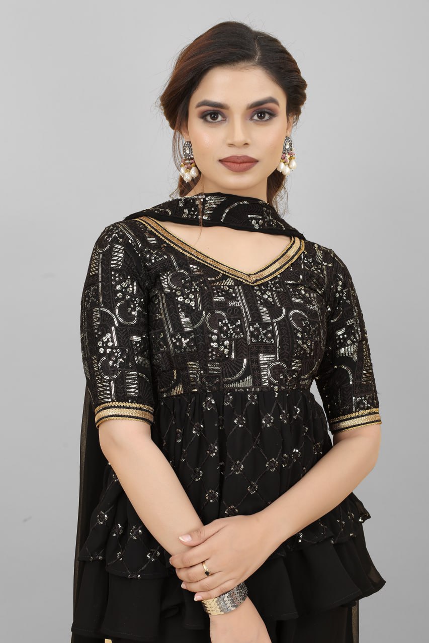 Amazing Sequence Work Black Color Sharara Suit Clothsvilla