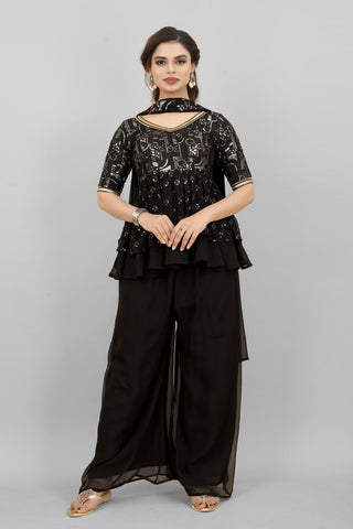 Amazing Sequence Work Black Color Sharara Suit Clothsvilla