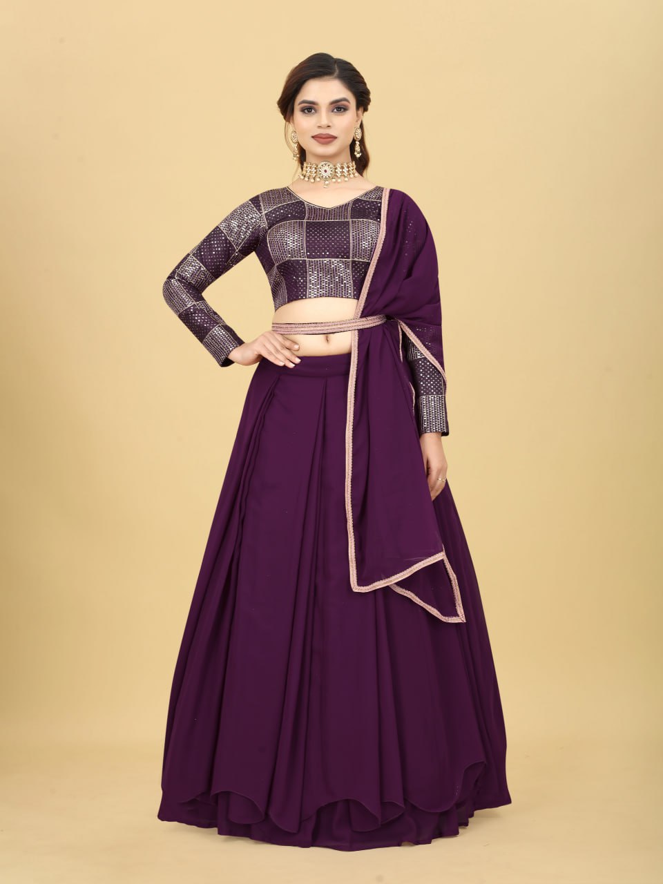 Amazing Wine Color Ruffle Style Lehenga Choli Clothsvilla