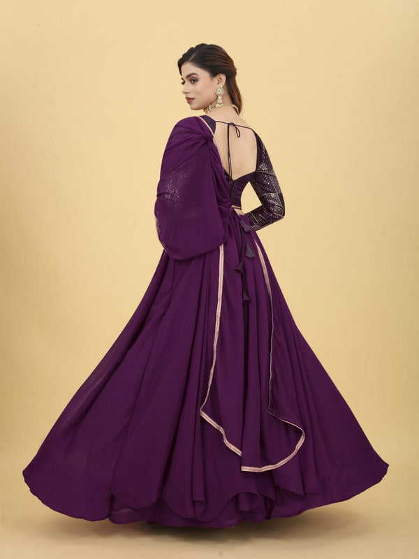 Amazing Wine Color Ruffle Style Lehenga Choli Clothsvilla