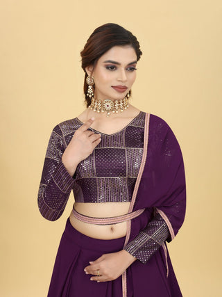 Amazing Wine Color Ruffle Style Lehenga Choli Clothsvilla