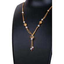 Load image into Gallery viewer, American Diamond Black and Pearl Two Layer Chain Gold-plated Brass Pendant ClothsVilla