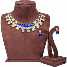 Load image into Gallery viewer, American Dimond Blue Polki Shape Necklace Alloy Gold-plated Jewel Set ClothsVilla