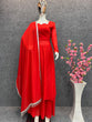 Load image into Gallery viewer, Red Anarkali Gown Pant Set With Dupatta, Indian traditional Solid Color Gown Dupatta Set for Women And Girls Weddings, Readymade Dresses Clothsvilla