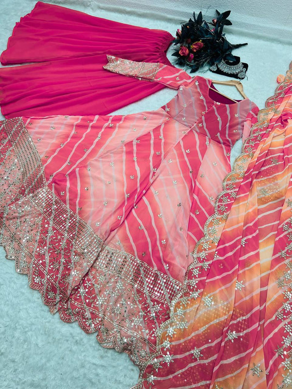 Anarkali Gown in Faux Georgette with Embroidery Sequence Work ClothsVilla