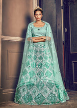 Load image into Gallery viewer, Appealing Turquoise Blue Georgette Embroidered Ghagra Choli With Dupatta ClothsVilla