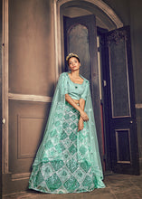 Load image into Gallery viewer, Appealing Turquoise Blue Georgette Embroidered Ghagra Choli With Dupatta ClothsVilla